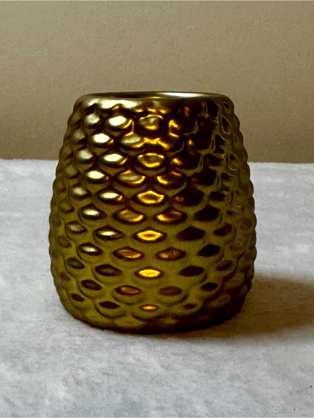Small Gold Textured Accent Vase or Diffuser- Home Accents